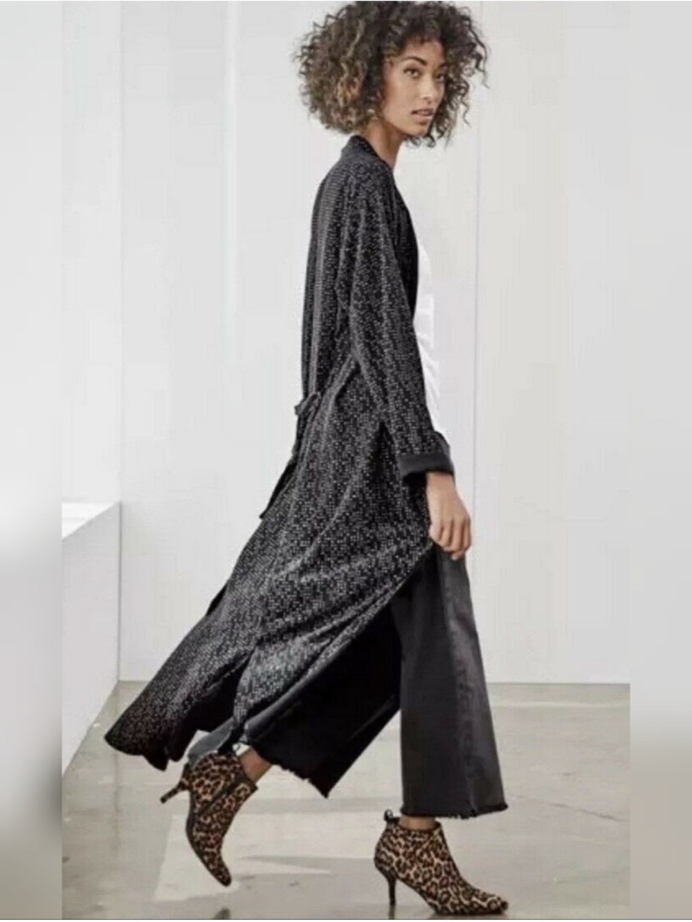 Eileen Fisher Morse Code Kimono Duster Robe
